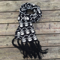 Hurtownie włochy stylowa czaszka zima dzianiny unisex kobiety mężczyźni szalik szkielet akrylowy szalik okłady z fringe czarny LL171011 6